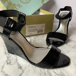 New, Black, Jessica Simpson Patent Leather Strap Wedges